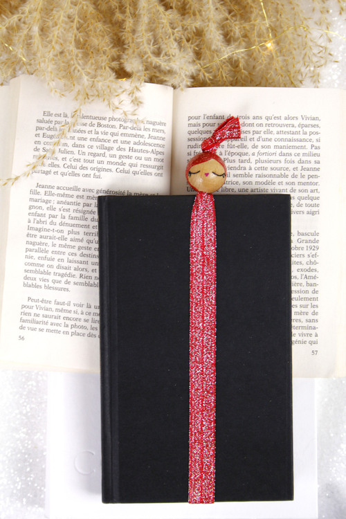 (image pour) Marque Page Elastique Rouge Paillette